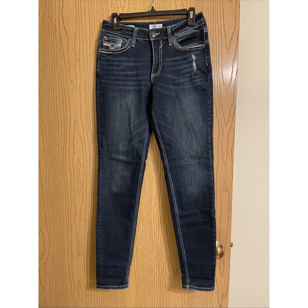 VIGOSS Boyfriend Jeans Womens 4 Dark Wash Distressed Denim Relaxed Fit
